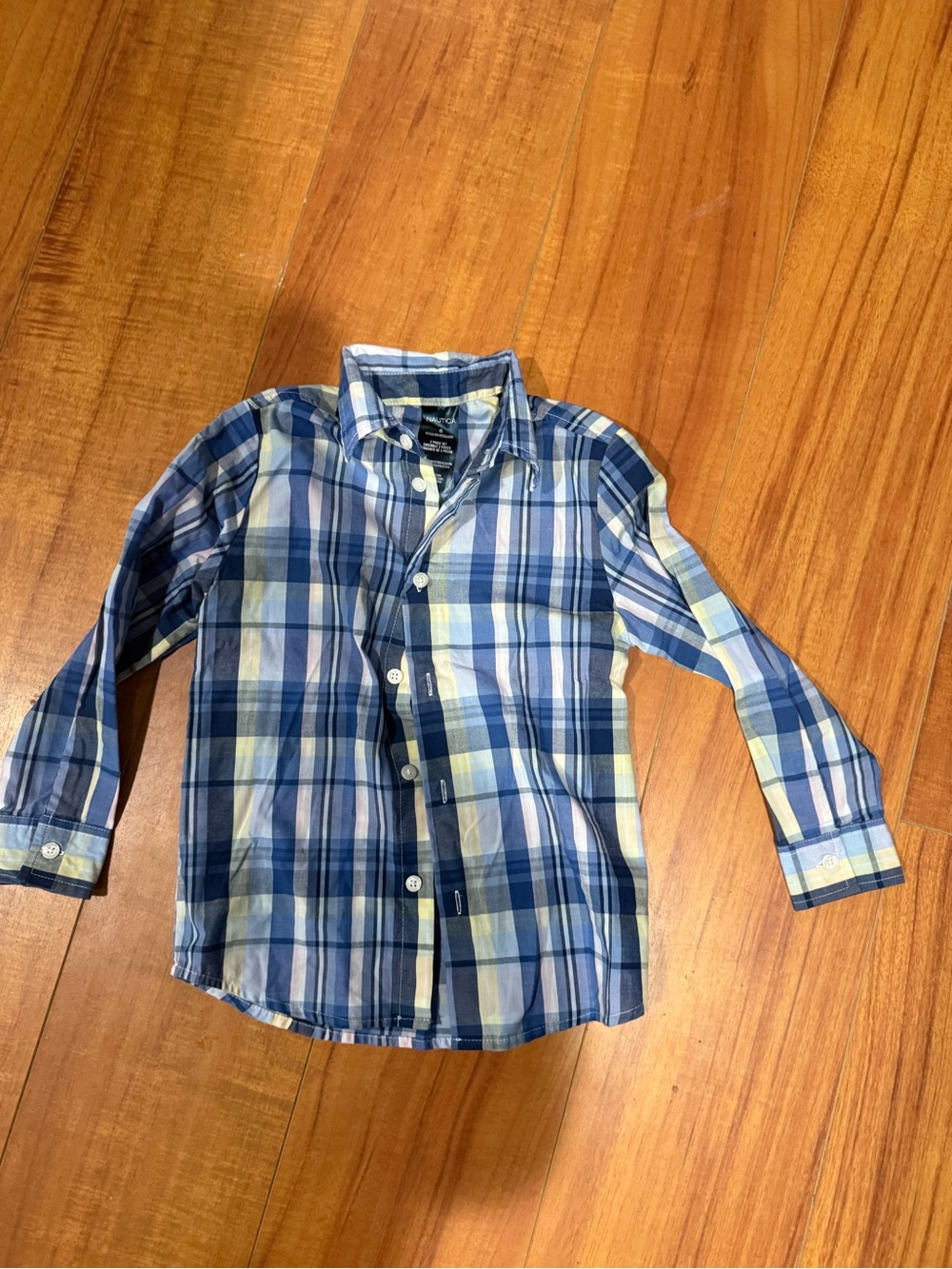 Nautica Boys blue/pink/yellow Plaid Button-Down Shirt